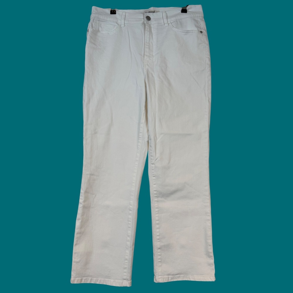 Blank NYC High Rise Straight Leg Pants White Denim Jeans 12/32 Classic Coastal